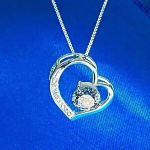 AVN2  Heart w/ Crystal Pendant & Sterling 925 Silver Chain